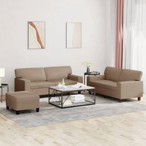 Set Di Divani 3 Pz Cappuccino İn Similpelle /