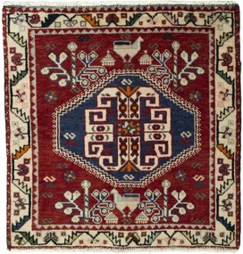 Shiraz Tappeto 60 x 60 Rosso (Iran) Annodato A Mano