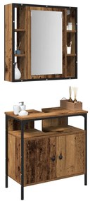 Set di mobili da bagno 2 pezzi in legno vecchio in legno ingegnerizzato