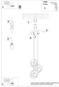 Sollux SL.1084 - Lampadario su corda TULOS 3xE27/60W/230V bianco
