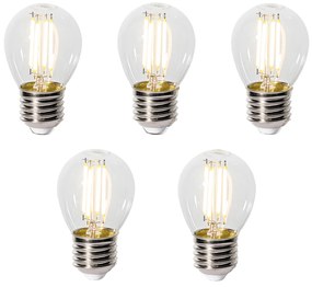 Set di 5 E27 3-staps dimbaar LED lamp P45 helder glas 5W 470 lm 2700K