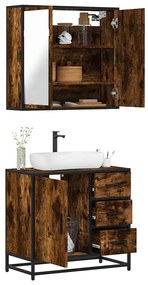 Set Mobili Da Bagno 2 Pz Rovere Fumo İn Legno Multistrato /