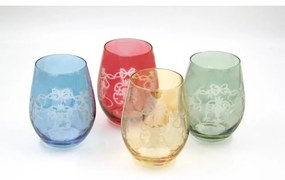 Set 4 Bicchieri Grandi Degustazione in Vetro Soffiato Colorati e