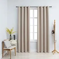 Tende Oscuranti con Anelli in Metallo 2 pz Beige 140x175 cm cod mxl 73980