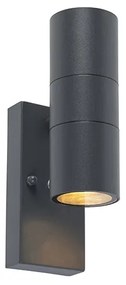 Lampada da parete per esterni grigio scuro 2 luci con sensore crepuscolare - Duo