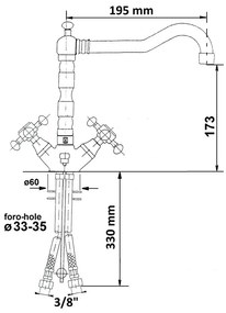 Rubinetto per lavandino color bronzo verticale Antea – Sapho
