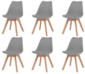 Sedie Da Pranzo 6 Pz Grigie İn Plastica /