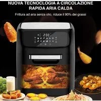 Forno Friggitrice Ad Aria 12Lt Digitale 1800W Timer 12 Programmi Senza Olio Led