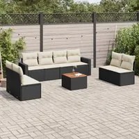 Set Divani da Giardino 9 pz con Cuscini Nero in Polyrattan 3224082