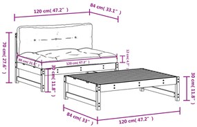 Set Divani da Giardino 2 pz con Cuscini in Legno Massello Nero