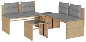 Set divano da giardino 4 pz con cuscini beige in polyrattan