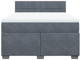 Giroletto a molle con materasso grigio scuro 140x200 cm velluto