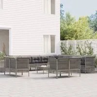 Set Divani da Giardino 13 pz con Cuscini in Polyrattan Grigiocod mxl 100660