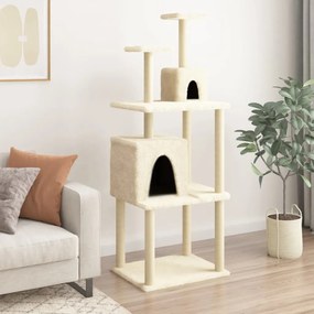 Albero Per Gatti Con Tiragraffi İn Sisal Crema 167 Cm /