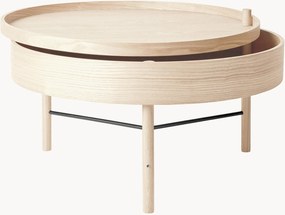 Tavolino rotondo in legno di quercia con vano contenitore Turning Table