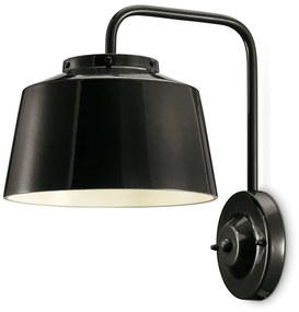 Applique Vintage 50'S Ferro E Ceramica Smaltata Nero 1 Luce E27