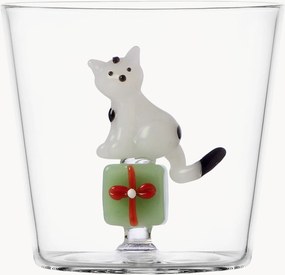 Bicchiere in vetro borosilicato fatto a mano Tabby Cat