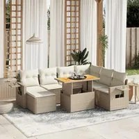 Set Divano da Giardino 8 pz con Cuscini Beige in Polyrattan 3275718