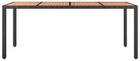 Tavolo da Giardino Piano Legno Nero Polyrattan Massello Acacia