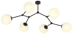 Plafoniera Minimal Iperione Acciaio Nero Bianco 6 Luci E14 Ip20