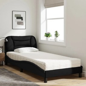 Letto con materasso nero 80x200 cm in tessuto