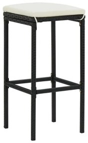 Set Bar da Giardino 9 pz con Cuscini in Polyrattan Nero