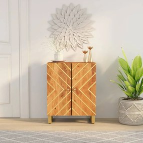 Mobiletto Marrone E Nero 60x33,5x75 Cm Legno Massello Di Mango /