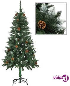 vidaXL Albero di Natale Artificiale Pigne e Brillantini Bianchi 150 cm