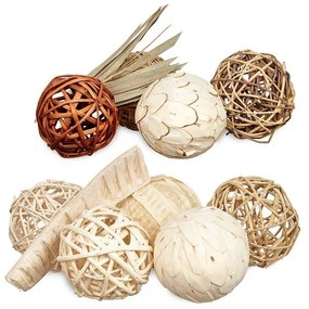 Set di palline decorative Bianco Marrone (12 Unità)