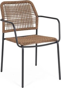 Sedia da esterno grigio scuro/di colore naturale in metallo Jable – Bizzotto