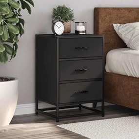 Comodino Nero 40x34,5x60 Cm Legno Multistrato E Metallo /