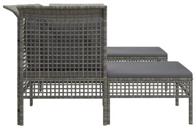 Set Divani da Giardino 5 pz con Cuscini in Polyrattan Grigio