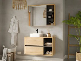 Armadietto a muro da bagno 100 cm Colore Naturale - PURNAL
