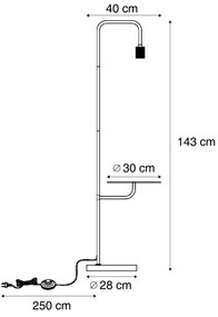 Lampada da terra moderna nera con tavolino rotondo - Ostrich