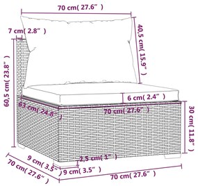 Set Divani da Giardino 11 pz con Cuscini in Polyrattan Nero