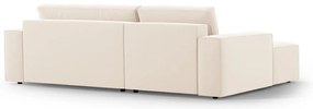 Divano angolare beige allungabile/con contenitore (con penisola a sinistra/con chaise lounge) con rivestimento in velluto Jodie – Micadoni