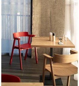 Sedia da pranzo rossa in rovere massiccio con braccioli Flip – Gazzda