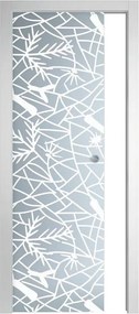 Porta interna scorrevole Polluce/Andromeda in vetro acidato serigrafato colore bianco, L 90 x H 210 cm, apertura reversibile