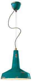 Lampadario Vintage Vague Vintage Ferro E Ceramica Verde 1 Luce E27 35Cm