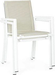 Sedia Da Esterno In Alluminio E Textilene Con Braccioli Konnor Bizzotto Bianca New CX24