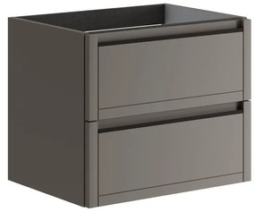 Mobile da bagno sospeso sotto lavabo L 59.5 x H 50 x P 45.5 cm grigio opaco, 2 cassetti Tratto