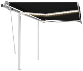Tenda Da Sole Retrattile Manuale Con Led 3,5x2,5m Antracite /