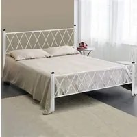 Letto in Ferro Battuto Moderno matrimoniale PIRAMIDE cm 160x190 Artigianale colore Bianco