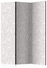 Paravento design Foglie incolore (3-parti) - composizione chiara con tema floreale