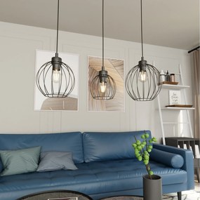 Sospensione Minimal Industrial Hathor 3 Luci Lineari Nera