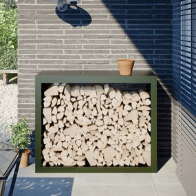 Rastrelliera Per Legna Da Ardere Verde 100x40x80 Cm İn Acciaio /
