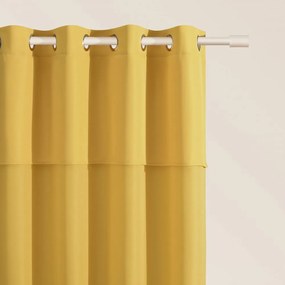 Tenda giallo senape MIA su cerchi d'argento 140 x 280 cm