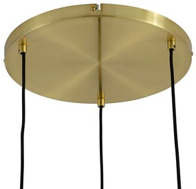 Lampada a sospensione moderna oro con vetro ambrato a 3 luci - Traditional