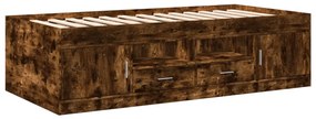 Divano letto con cassetti rovere fumo 90x190 cm multistrato