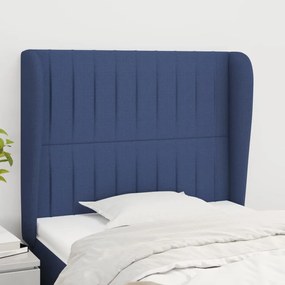 Testiera Ad Orecchio Blu 83x23x118/128 Cm İn Tessuto /